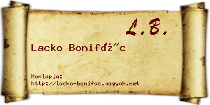 Lacko Bonifác névjegykártya
