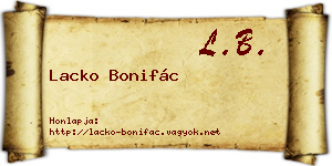 Lacko Bonifác névjegykártya